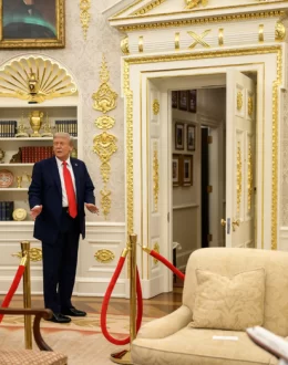 Trump’s Flashy Gold Oval Office Sign Triggers Outrage and Ridicule