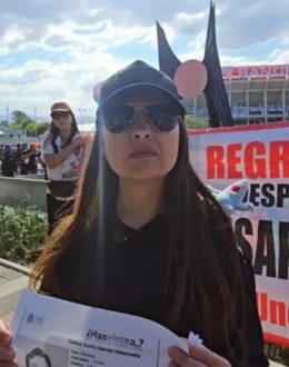 Mother of Carlos Emilio—a Young Man Missing in Mazatlán—Protests Outside Mexico City Stadium