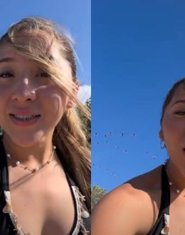 Influencer Elisa La Yuca Criticized for Scaring A Flock of Flamingos in Yucatán