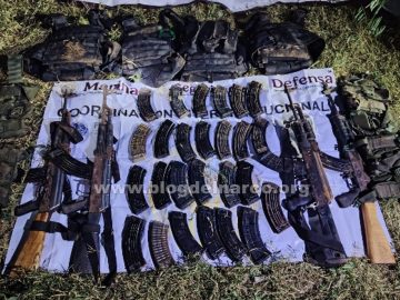 Federal forces raided a cartel camp in Mazatlán, Sinaloa, seizing long guns, magazines, vests, and tactical gear.